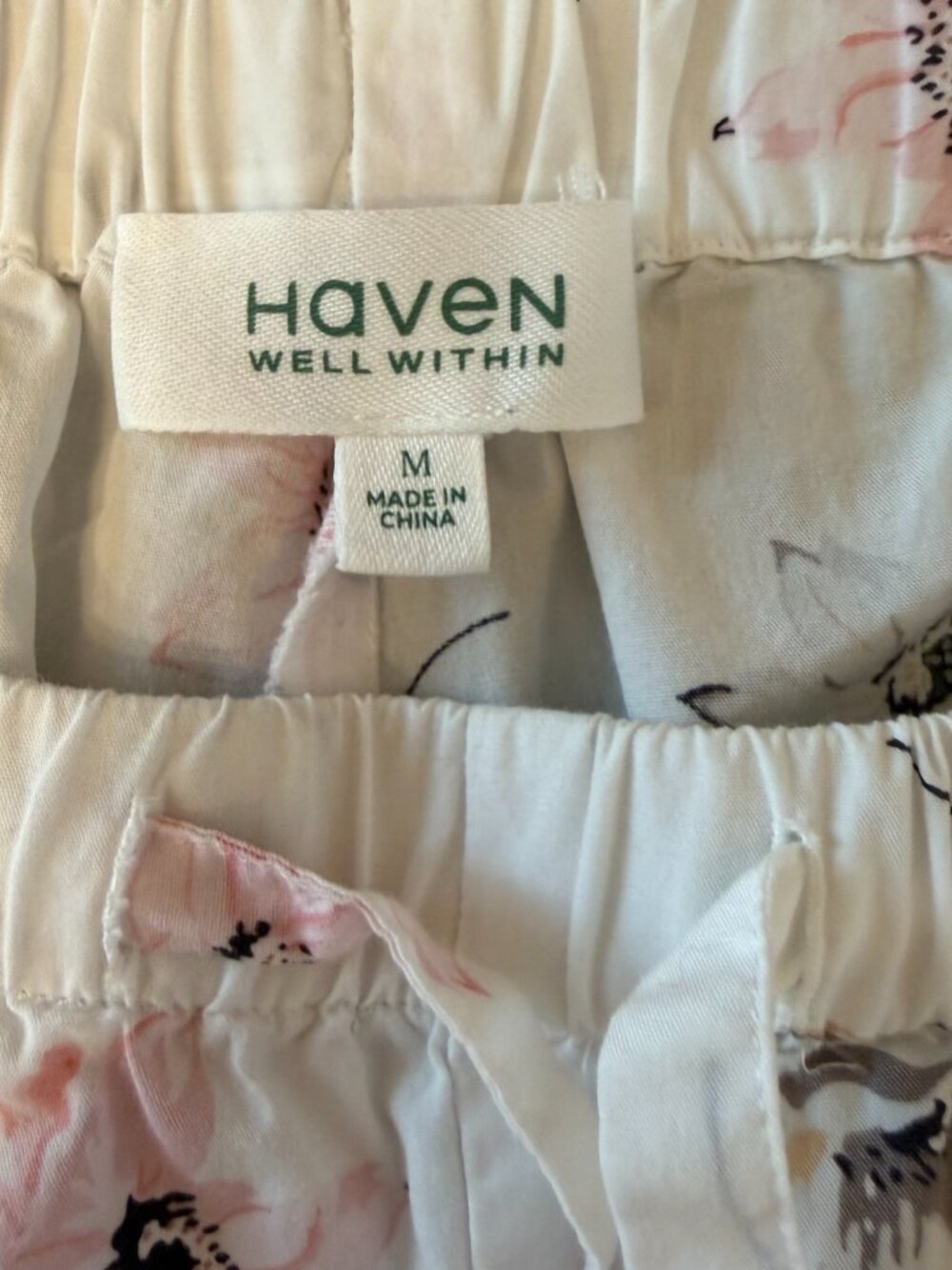 Haven Well Within Pajama Set Medium Long Sleeve Floral White Cotton - Picture 3 of 16